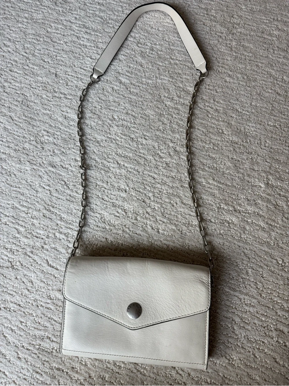 rag & bone Ivory Leather Envelope Clutch with Snap